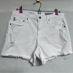AG Adriano Goldschmied The Hailey Cut-Off White Distressed Jean Shorts